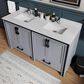 Lexora Home Ziva 60" Double Bathroom Vanity in Dark Grey with 2 cm White Quartz Top and Rectangular Sinks, , large