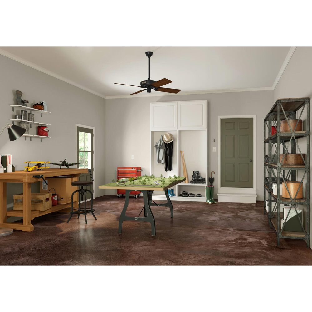 Hunter Original 52&quot; Outdoor Ceiling Fan with Brown Blades in Matte Black, , large