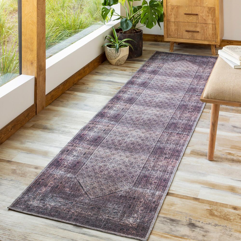 Surya Colin 2&#39;7&quot; x 10&#39; Plum, Ink Blue, Dusty Pink and Cream Runner, , large