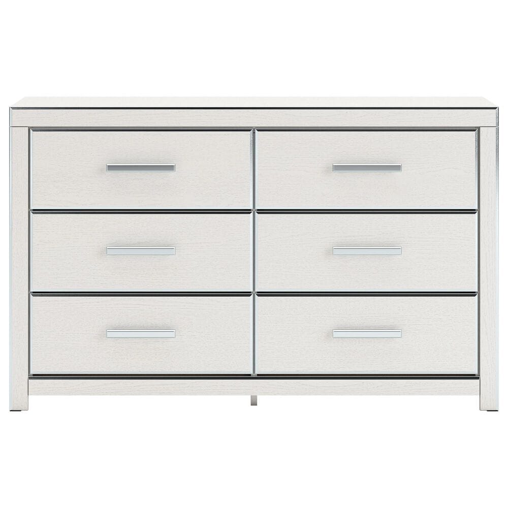 Ashley Zuraleus 6-Drawer Dresser and Mirror in Matte White and Chrome, , large