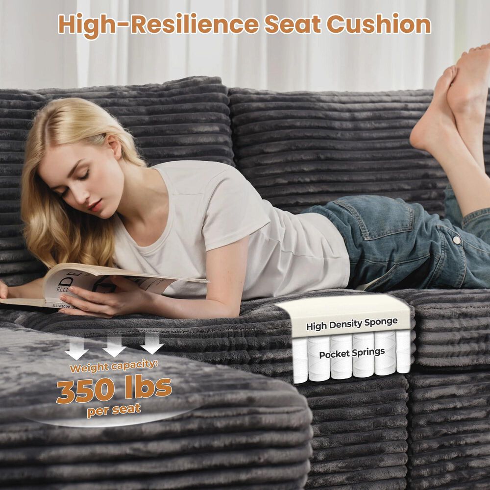 HOMLUX 5-Piece Mod Sectional with Chaise in Gray, , large