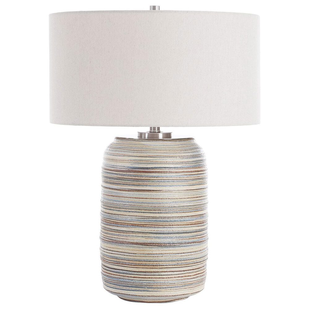 Uttermost Prospect Large Table Lamp in Brown, Taupe, Cream, Blue and Brushed Nickel, , large
