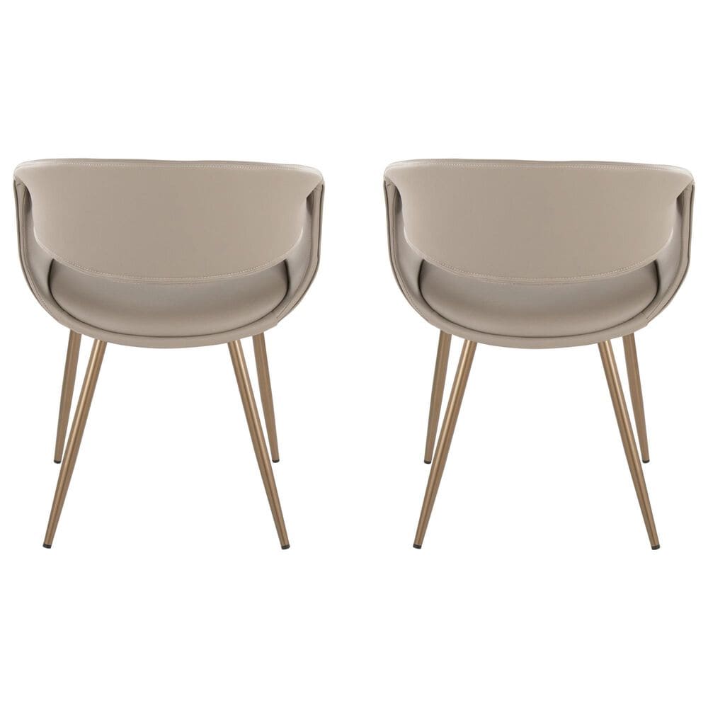 LumiSource Curvo Contemporary Upholstered Chair in Antique Copper Metal and Light Grey Faux Leather by LumiSource - Set of 2, , large
