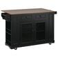 HOMLUX 54" Mobile Kitchen Island with Glass Door Storage in Walnut and Black, , large