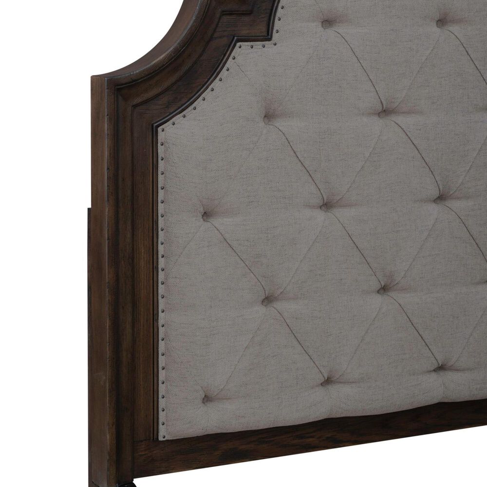 Belle Furnishings Paradise Valley Upholstered Bed and 2 Nightstands in Saddle Brown, , large