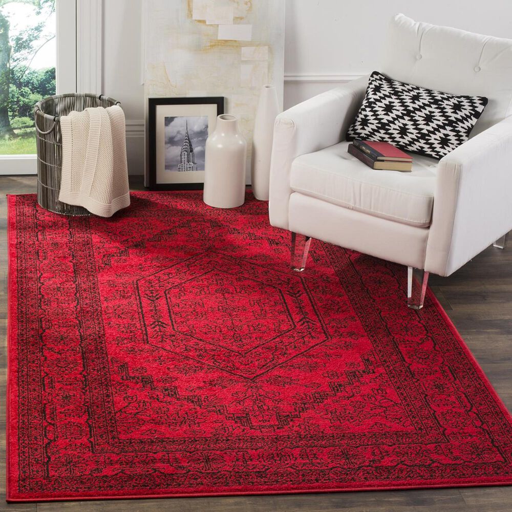 Safavieh Adirondack ADR108F-10 10" x 14" Red/Black Area Rug, , large
