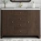 James Martin Vanities Gracyn 48" Single Bathroom Vanity in Sable with 3 cm White Zeus Quartz Top and Rectangular Sink, , large