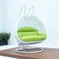 Leisuremod 2-Seat Hanging Egg Swing Chair with Light Green Cushion in White, , large