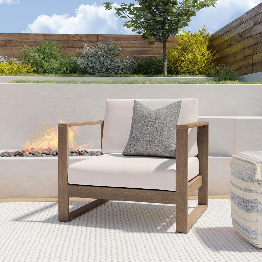 Linon Home Decor Silas Patio Arm Chair in Beige, , large