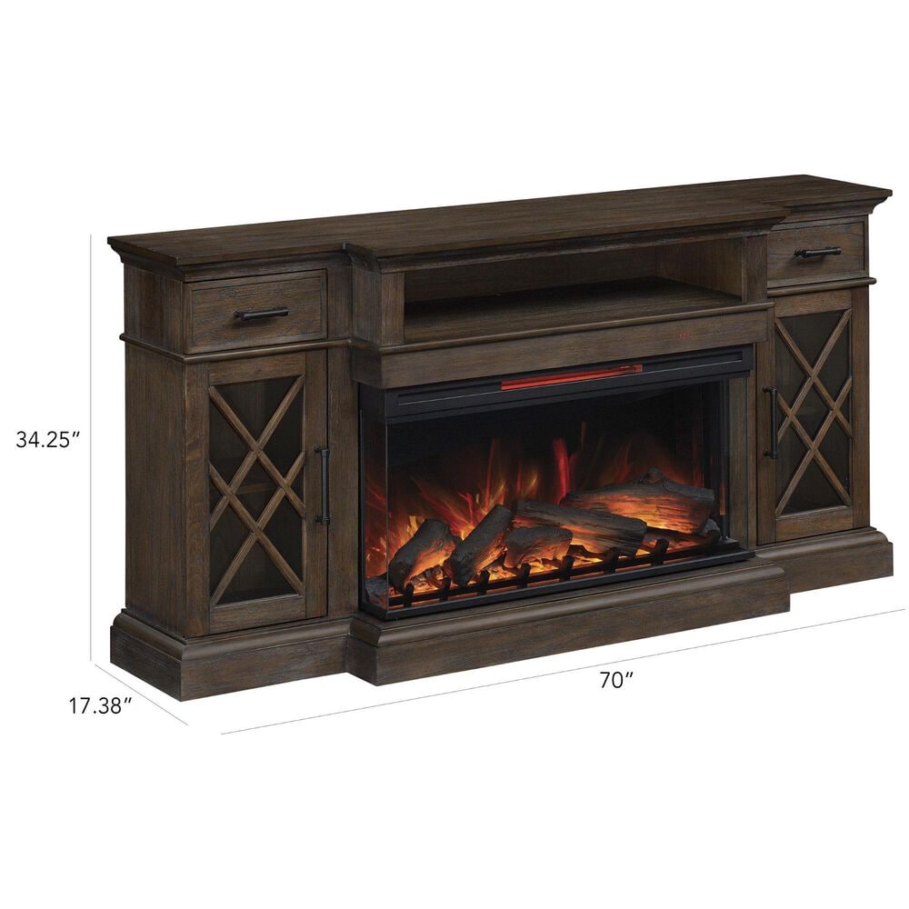Fabio Flames Hamilton 70&quot; TV Stand with Fireplace in Prairie Brown, , large