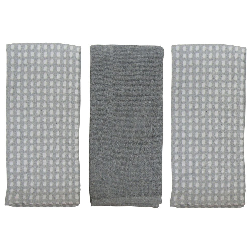 Willow &amp; Hem Charleston Kitchen Towel in Silver (Set of 3), , large