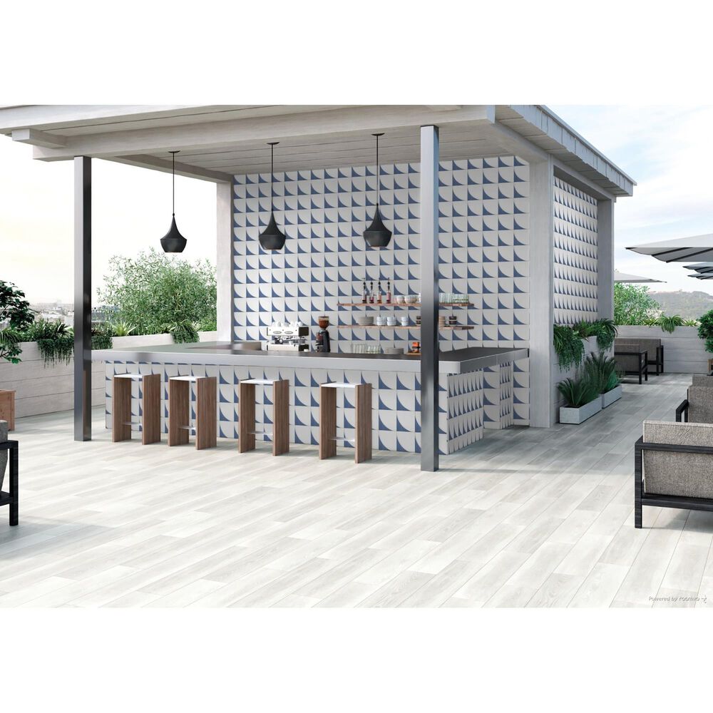 Marazzi Scenario Blue Crescent 8&quot; x 8&quot; Porcelain Tile, , large