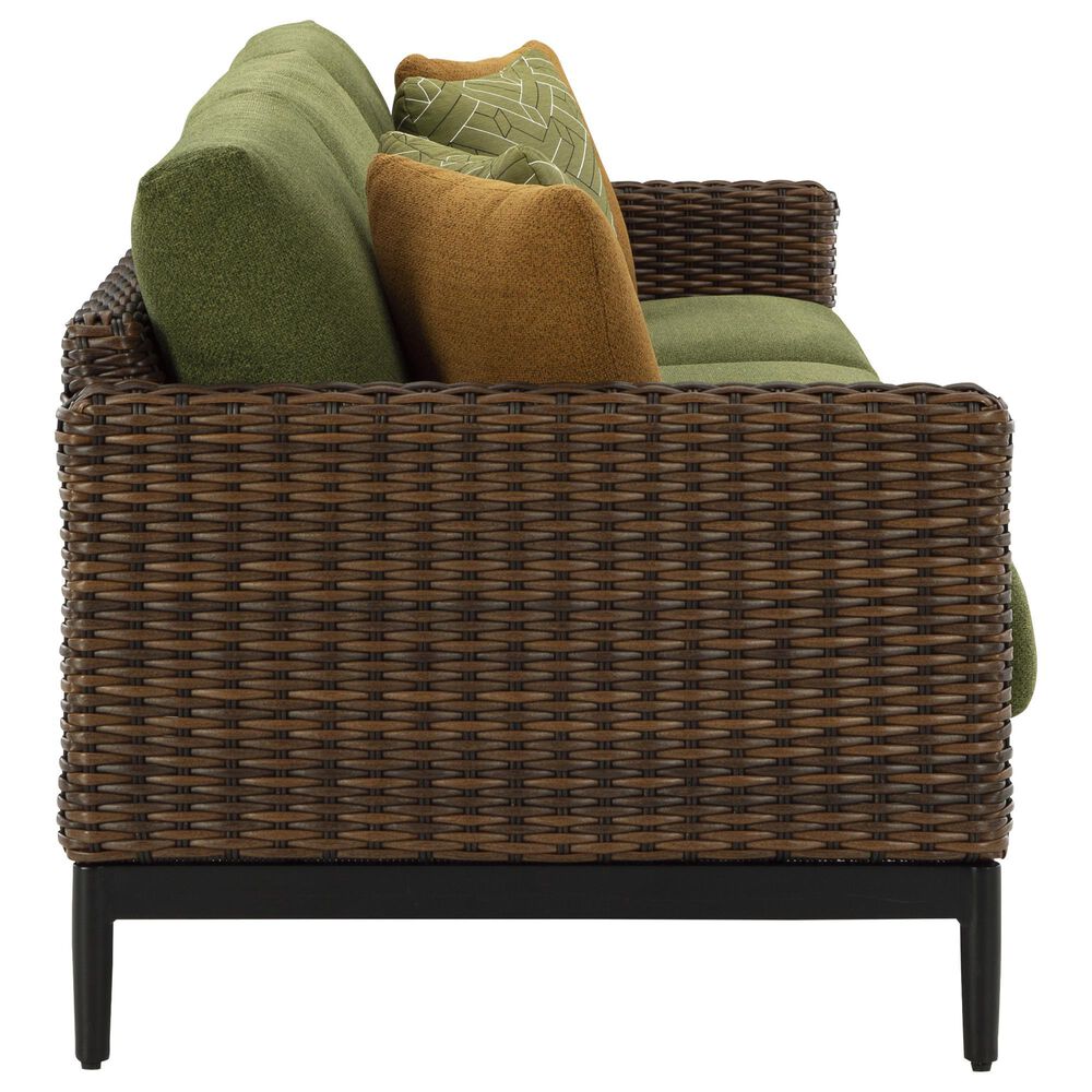 Ashley Horizon Hall Outdoor Sofa with Green Cushion in Brown, , large