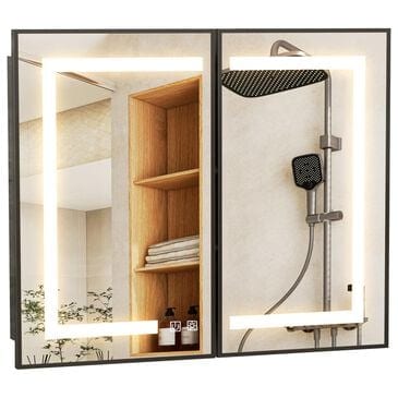 HOMLUX 40" x 32" Bathroom Medicine Cabinet with Mirror in Black, , large