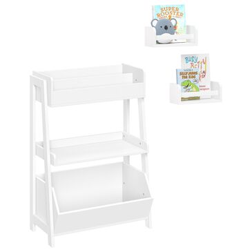 RiverRidge Home 3-Tier Kids Ladder Bookcase in White, , large