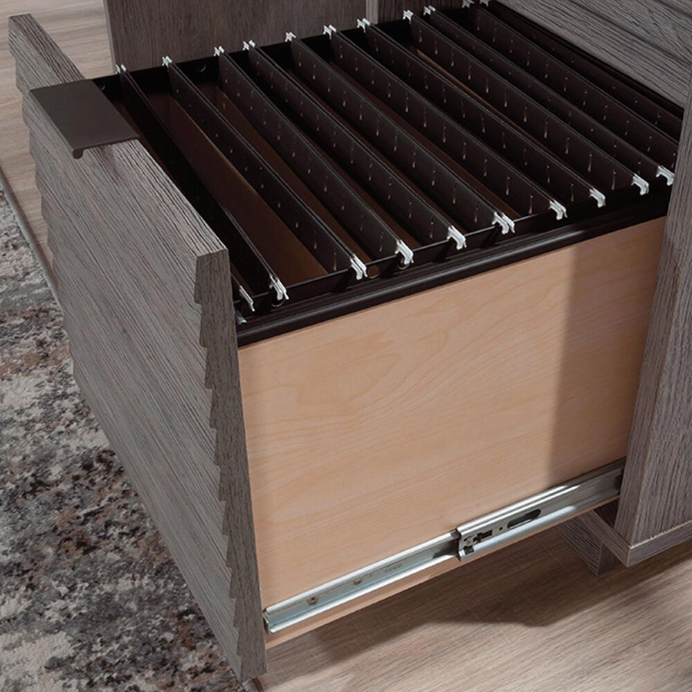 Sauder East Rock Single Pedestal Desk in Ashen Oak and White, , large