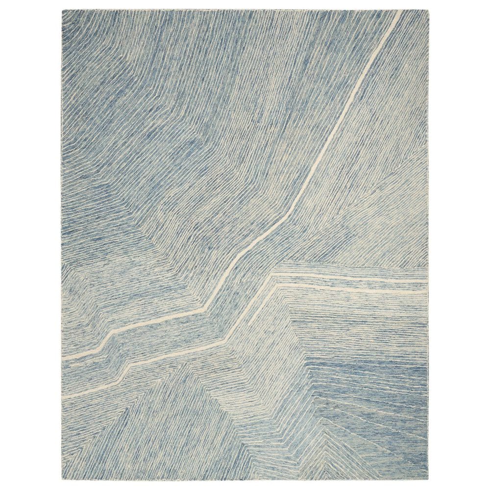 Nourison Pure Angles Ivory and Blue 7"9" x 9"9" Area Rug, , large