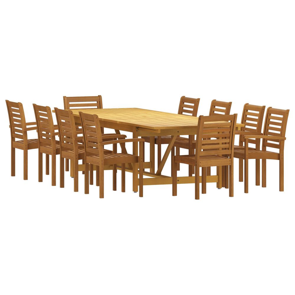 International Home Miami San Pedro 11-Piece Rectangular Extendable Patio Dining Set in Dark Brown, , large