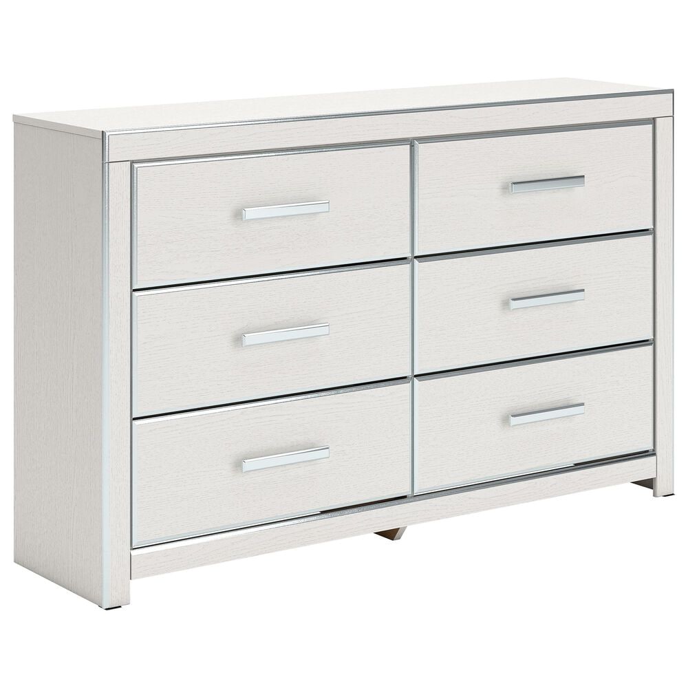 Ashley Zuraleus 6-Drawer Dresser and Mirror in Matte White and Chrome, , large