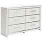 Ashley Zuraleus 6-Drawer Dresser and Mirror in Matte White and Chrome, , large