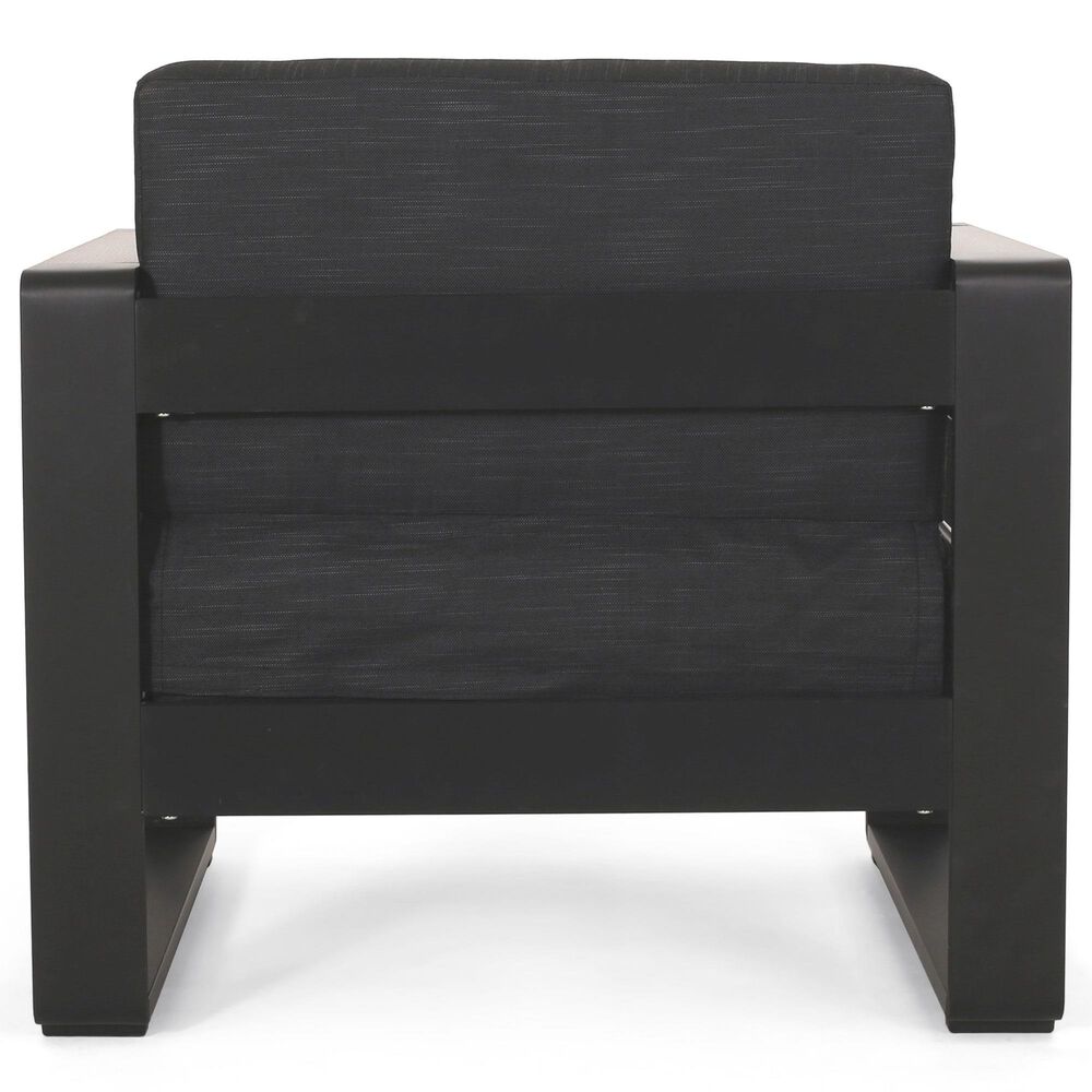 Hearth and Haven Giovanna Outdoor Club Chair with Open Backrest and Square Arms in Black, , large