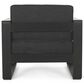 Hearth and Haven Giovanna Outdoor Club Chair with Open Backrest and Square Arms in Black, , large