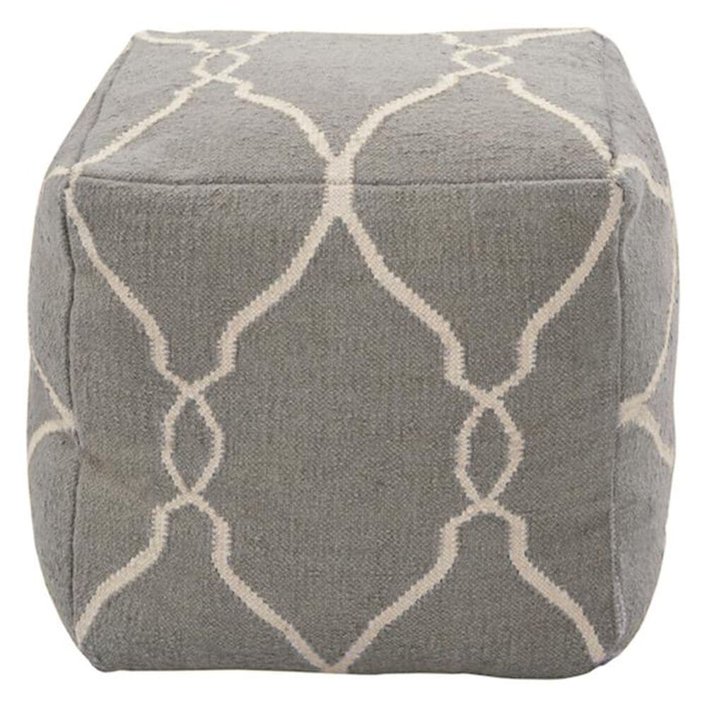 Surya Inc 18" x 18" Pouf in Elephant Gray and Papyrus, , large