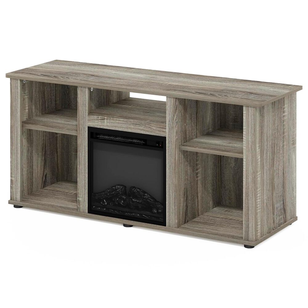 HOMLUX 47" Rectangular TV Stand with Electric Fireplace in French Oak Grey, , large