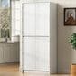 HOMLUX HOMLUX 72" Tall Farmhouse Kitchen Pantry Cabinet with 8 Door Shelves, Curved Design Storage Cabinet with 3 Adjustable Shelves, Hidden Drawer, Versatile Cupboard for Kitchen, Dining & Bathroom, White, , large