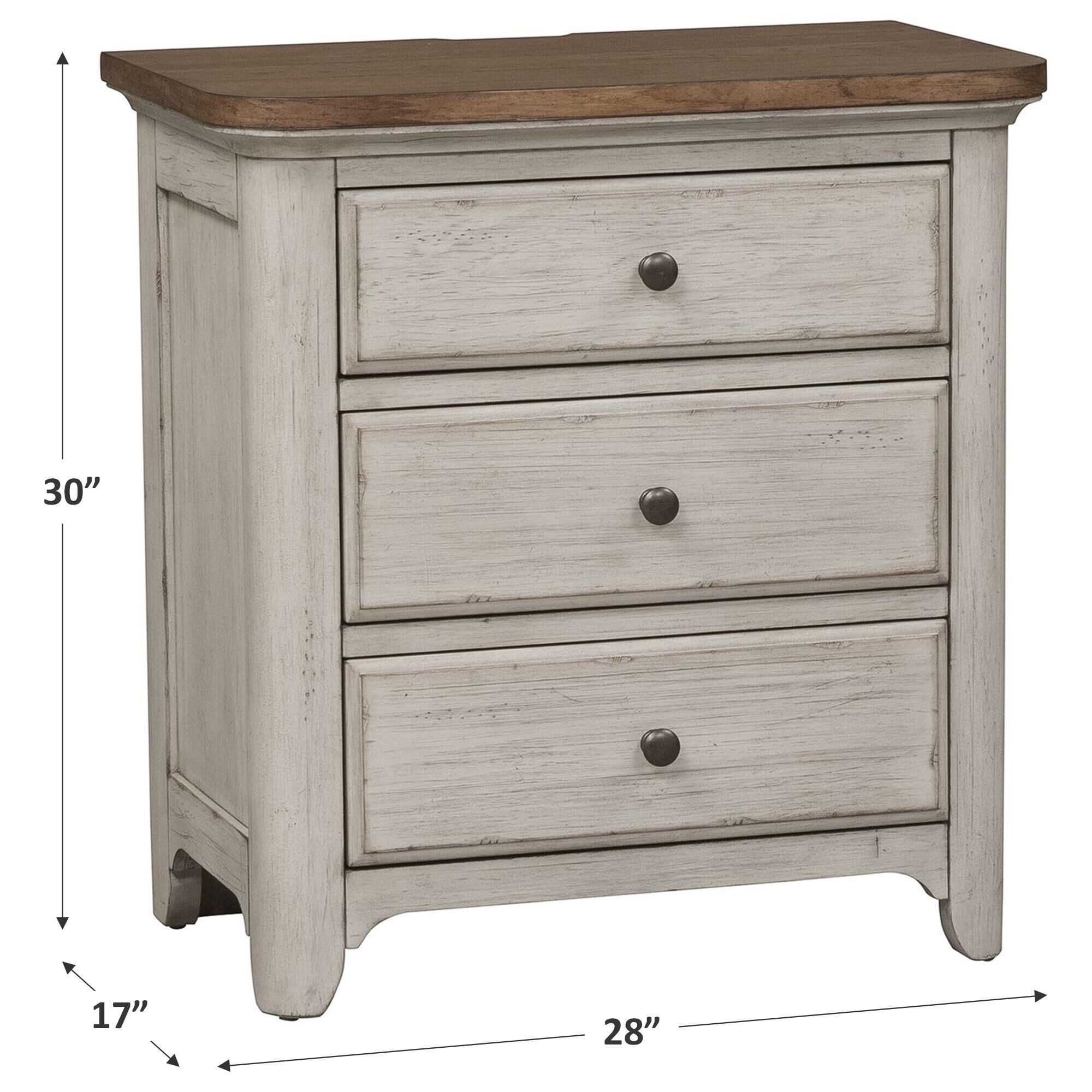 3 drawer nightstand with sales charging station