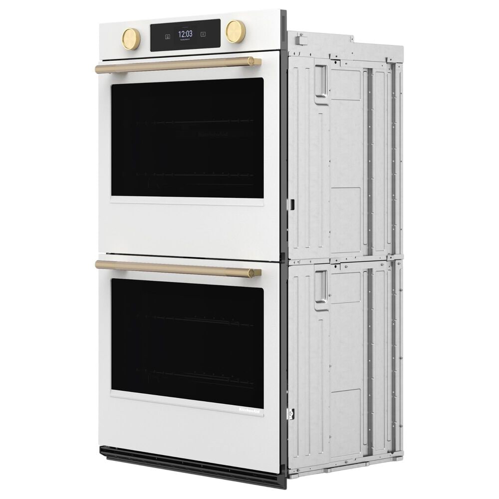 KitchenAid 30" Smart Double Wall Oven with Assisted Cook Cycles in Porcelain White, , large