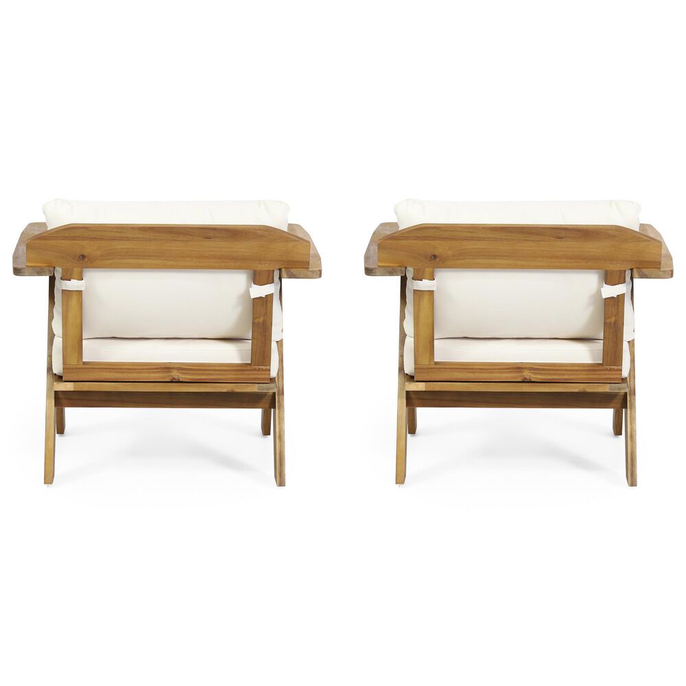 Hearth and Haven Outdoor Club Chair with Beige Cushion in Teak &#40;Set of 2&#41;, , large