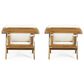 Hearth and Haven Outdoor Club Chair with Beige Cushion in Teak (Set of 2), , large