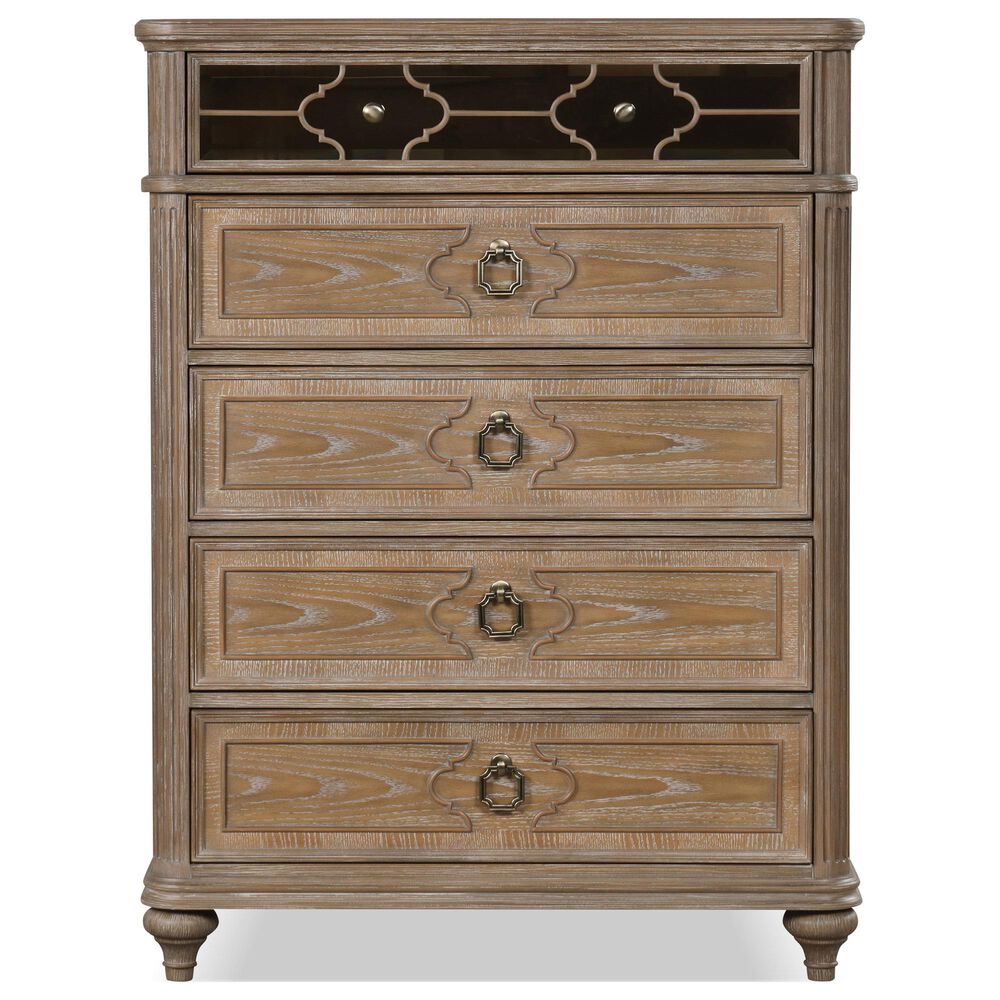 Furniture of America Lyris 5-Drawer Chest in Rustic Oak, , large
