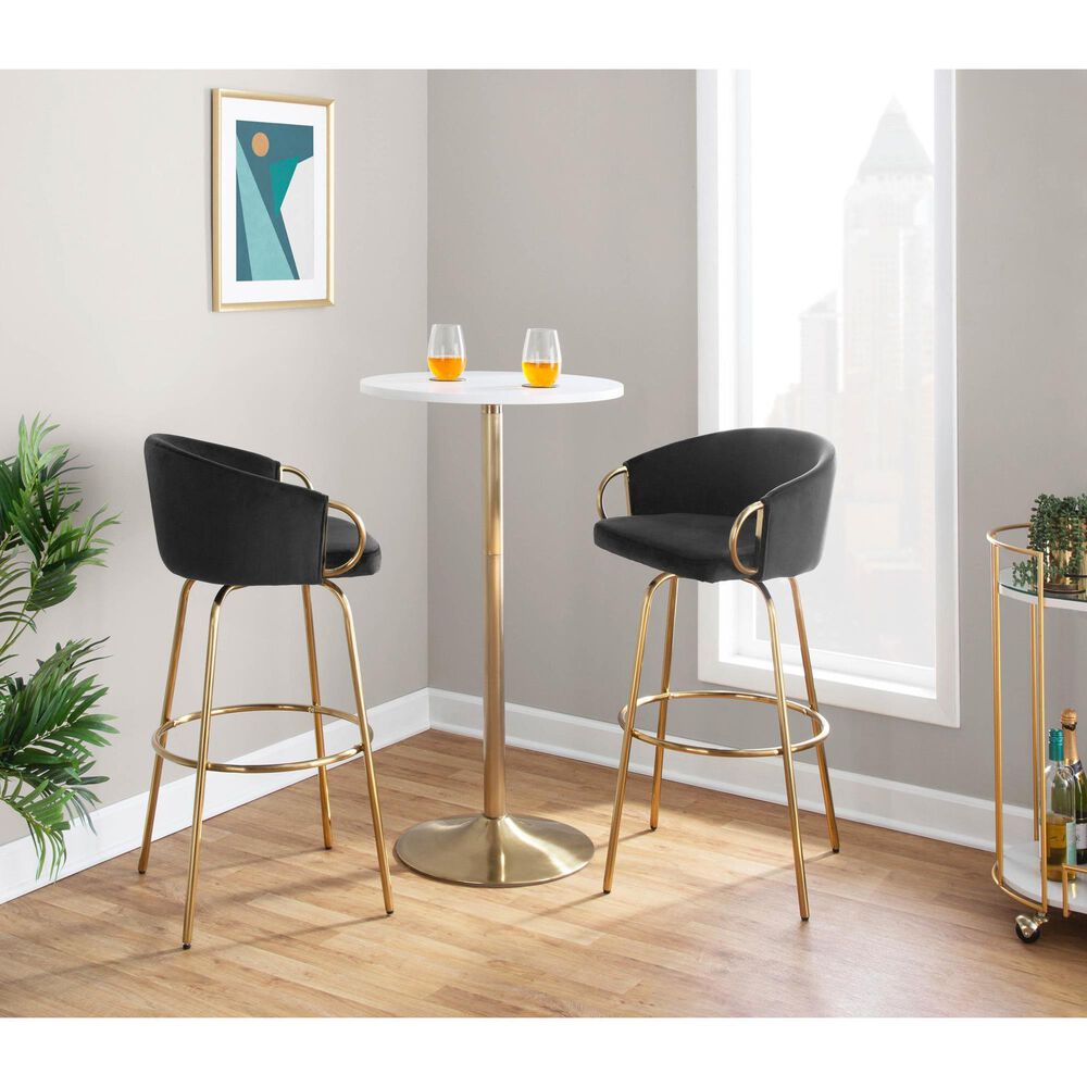 Lumisource Claire Barstool with Black Cushion in Gold &#40;Set of 2&#41;, , large
