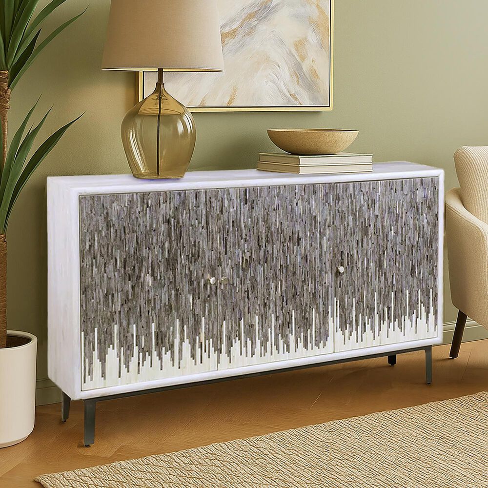 Richlands Furniture Alaric 3-Door Credenza in Whitewash, , large