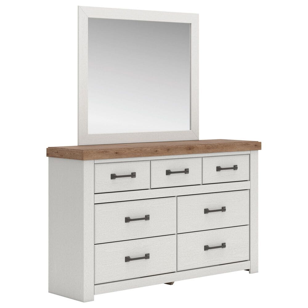 Ashley Savonport 4 Piece Queen Storage Bedroom Set in White and Brown, , large