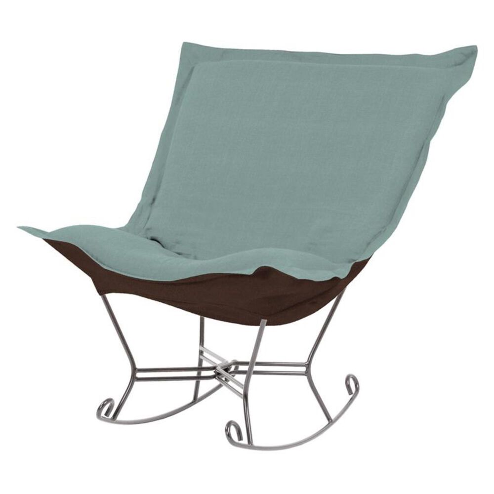 Howard Elliott Scroll Puff Rocker in Sterling Breeze, , large