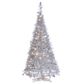 The Gerson Company 4" Pop-Up LED Silver Tinsel Tree with Holly Leaves in Silver, , large