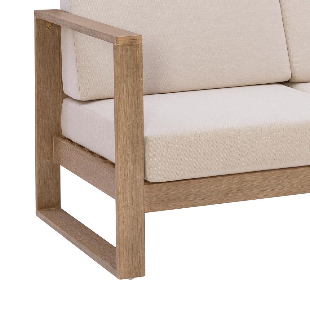 Linon Home Decor Silas 2-Seater Outdoor Sofa with Beige Cushions in Natural, , large