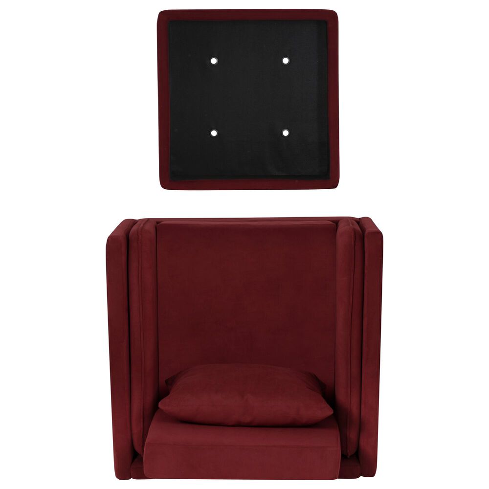 Linon Home Decor Wallis Accent Chair with Ottoman in Berry, , large