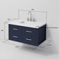 Lexora Home Castor 36" Single Bathroom Vanity in Blue with 2 cm White Quartz Top and Rectangular Sink, , large