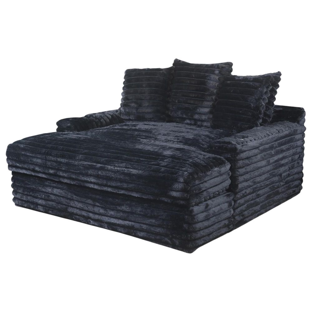 Maple + Main Large Scale Chaise with USB Charging Ports and 2-Cupholder in Onyx Black, , large