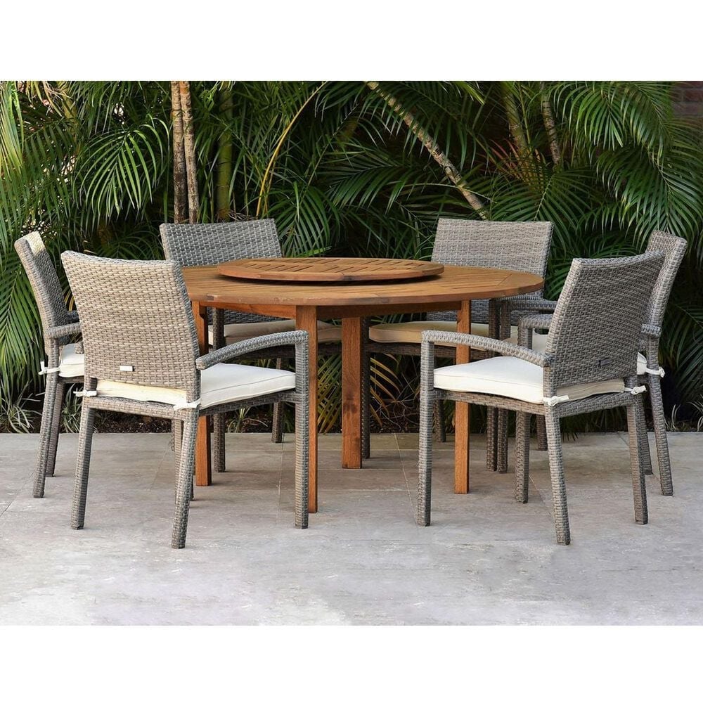 International Home Miami Anto 7-Piece Round Patio Dining Set in Grey and Light Oak, , large