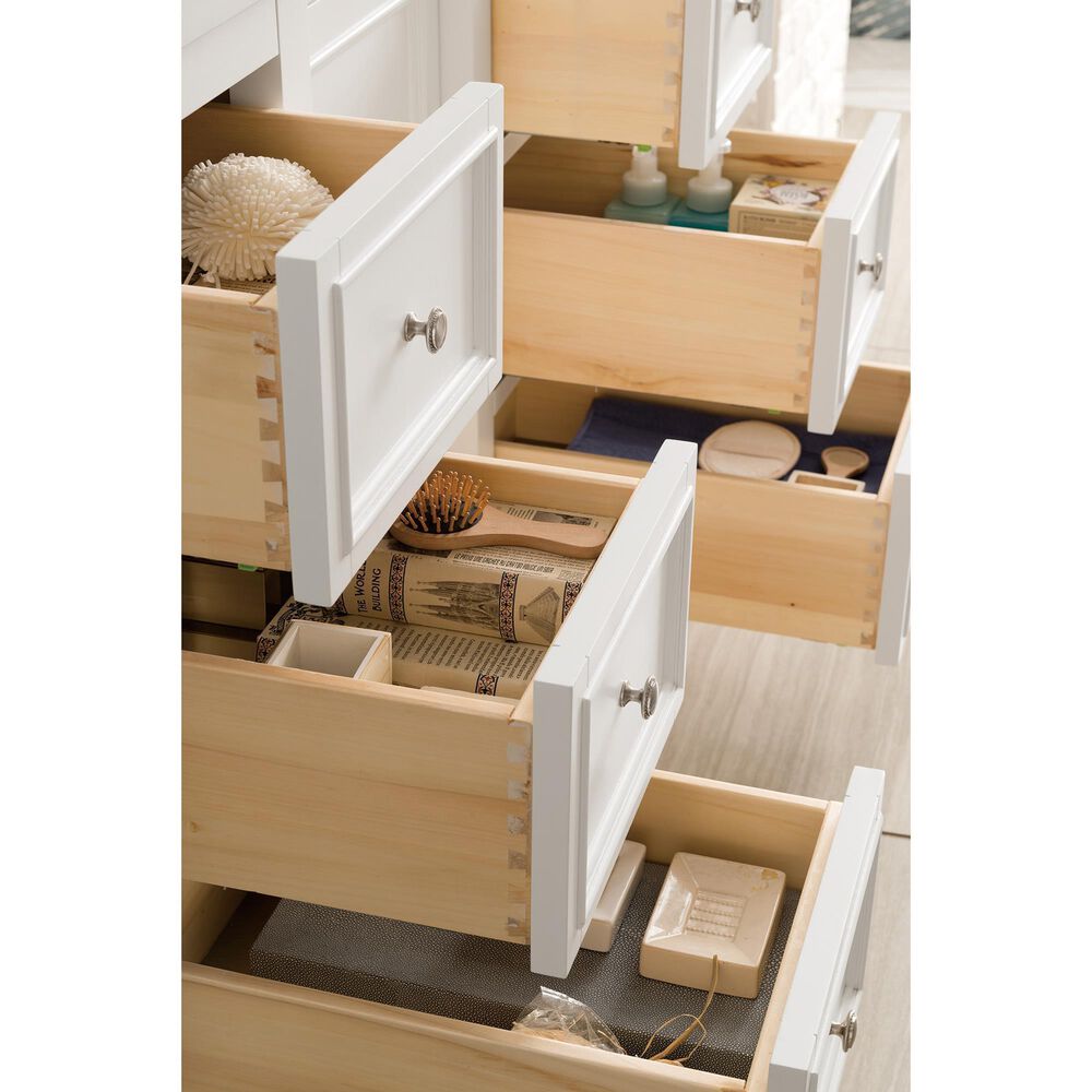 James Martin Vanities De Soto 48&quot; Single Bathroom Vanity in Bright White with 3 cm Ethereal Noctis Quartz Top and Rectangular Sink, , large