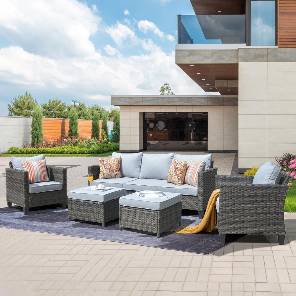 HOMLUX 5-Piece Outdoor Patio Furniture Set in Gray, , large