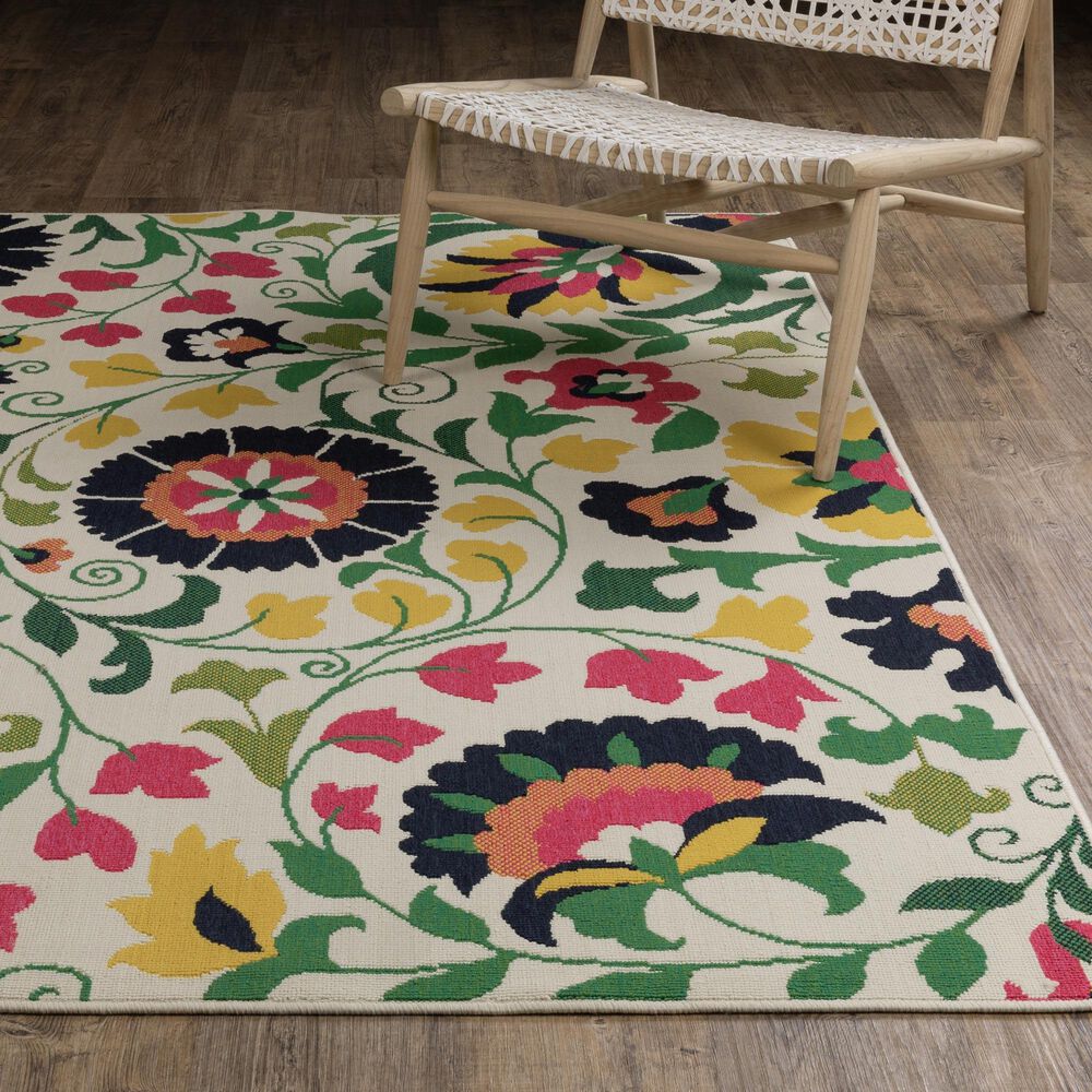 Oriental Weavers Havana HAV10 Ivory and Multicolor 6'7" x 9'2" Indoor/Outdoor Area Rug, , large