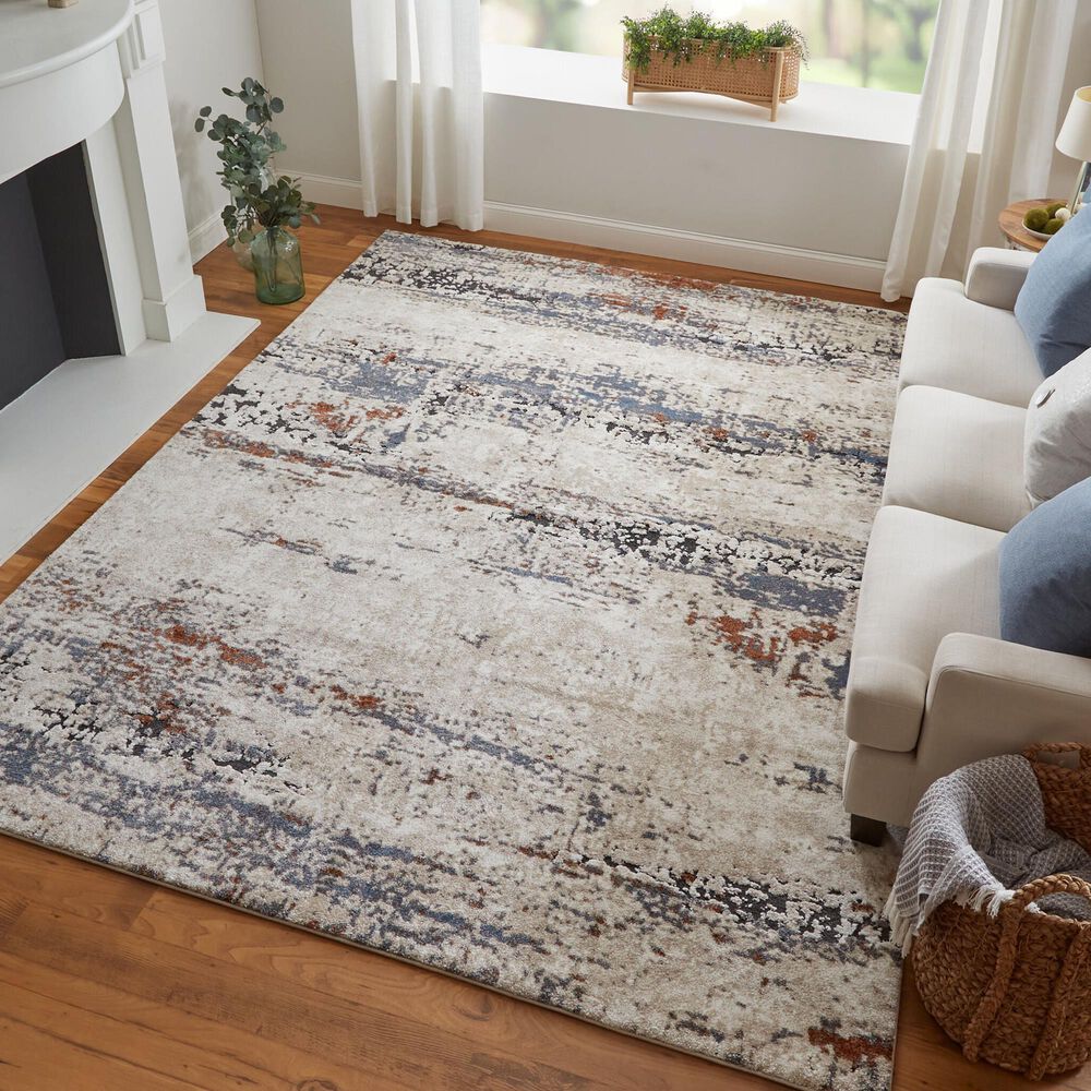 Feizy Gilmore 8&#39; x 10&#39; Ivory and Blue Area Rug, , large