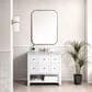 James Martin Vanities Breckenridge 36" Single Bathroom Vanity in Bright White with 3 cm Carrara White Marble Top and Rectangular Sink, , large