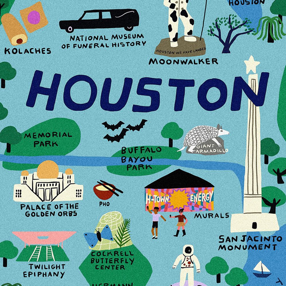 One Hundred 80 Degrees 18" x 28" Houston Dish Towel in Blue, , large
